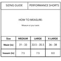 Mens Athletic Shorts sizing chart